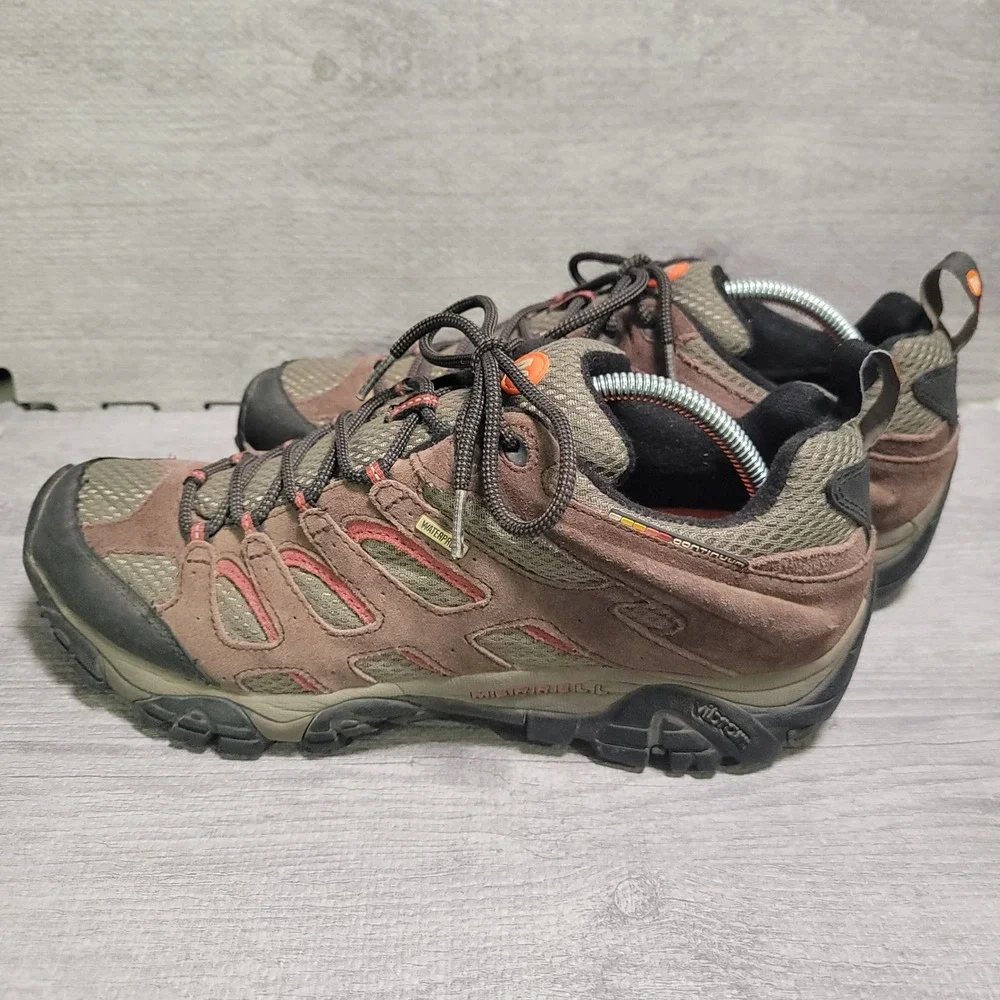 Merrell Moab Waterproof Hiking Shoes Mens 12 Espresso Brown Suede Vibram Trail